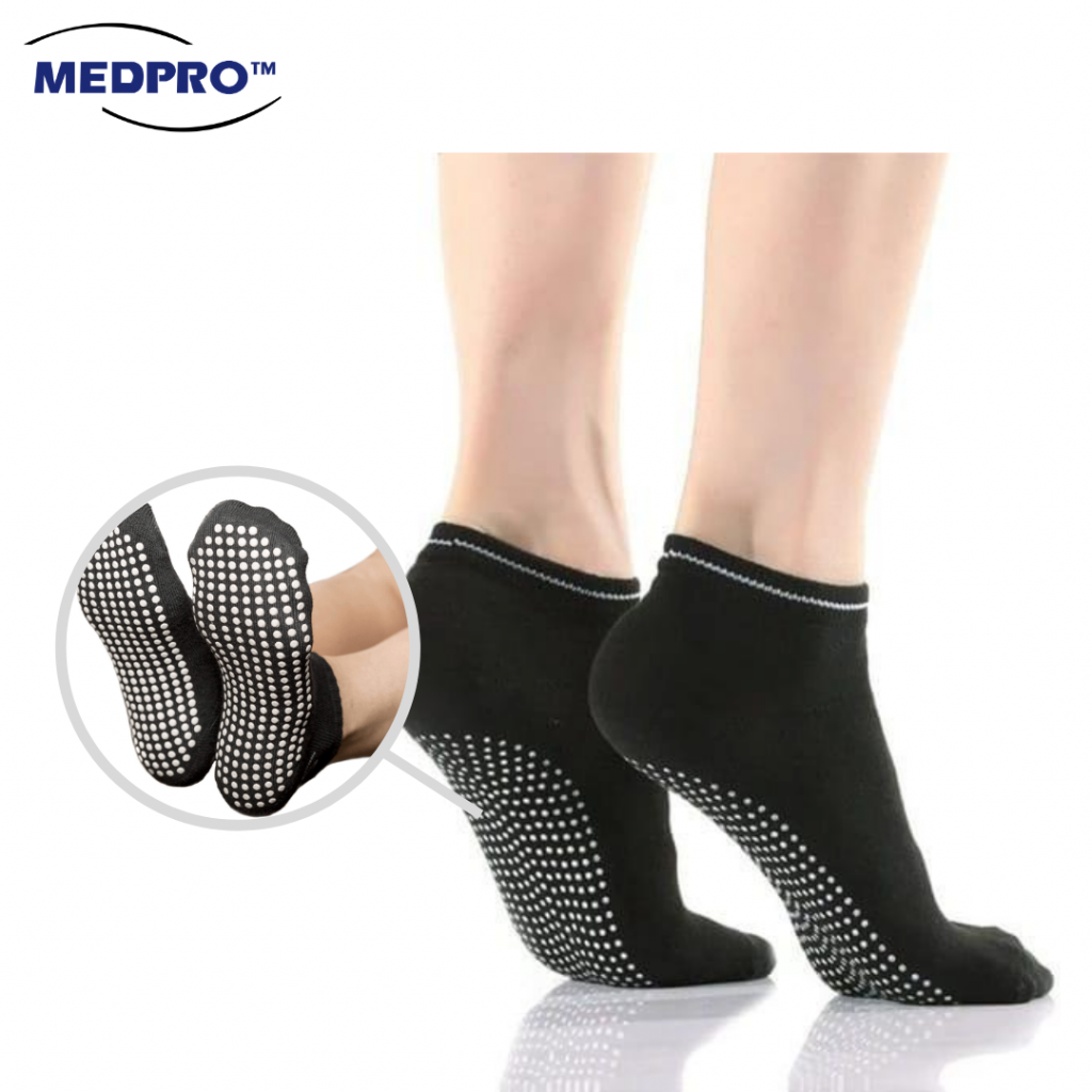 MEDPRO™ - Adults Anti-Slip Socks, Unisex, High Quality Cotton (Black ...